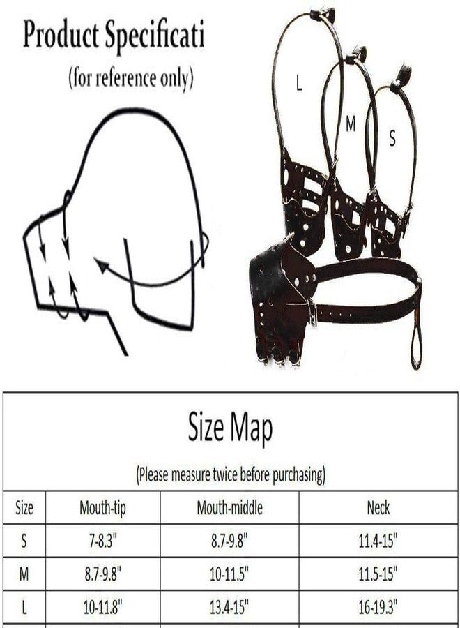 Pups&Pets Leather Adjustable AntiBite Mesh Guard, Dog Leather Breathable Biting and Barking Safety Mask, Metal Buclke (Large) - Image 2